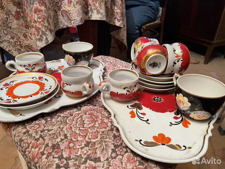 Кофейный чайный сервиз вербилки с подносом