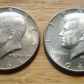 Half dollar usa 1964 1965 монеты США серебро