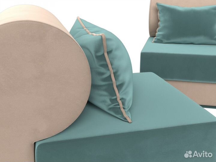 Набор Кипр-1 (2 кресла), велюр, бирюзовый, бежевый