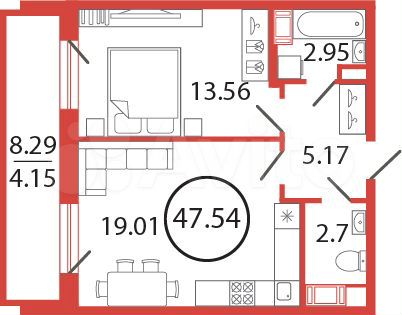1-к. квартира, 47,5 м², 6/12 эт.