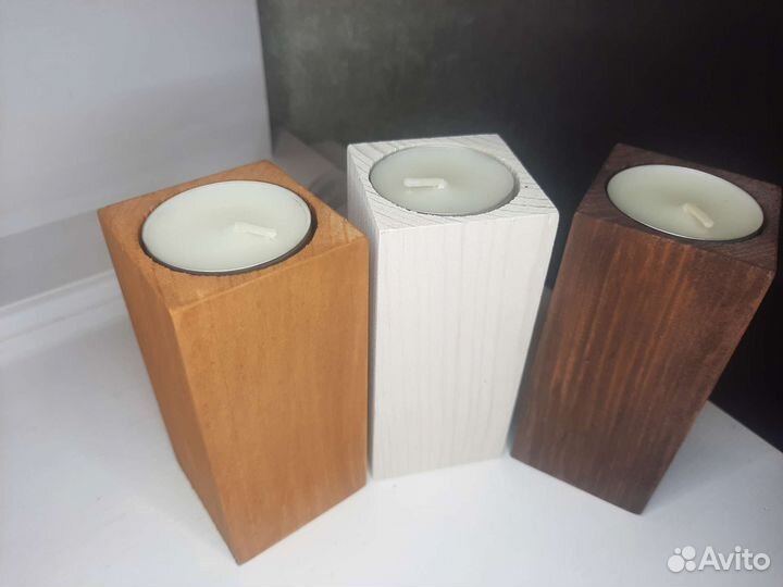 Подсвечник деревянный одинокий