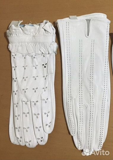 Перчатки женские нат. кожа белые