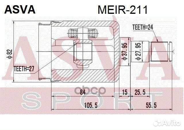 ШРУС внутренний правый 27X38X24 meir211 asva