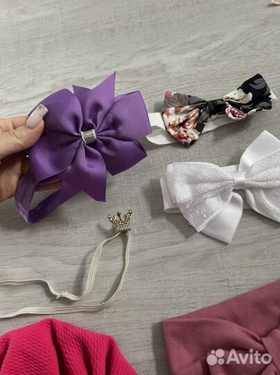 Повязки и шапки для девочки от 2 мес до 1,5 лет