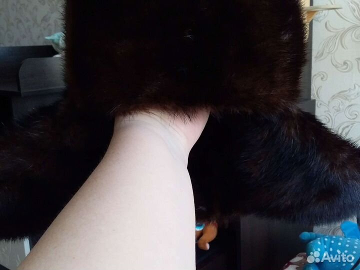 Норковая шапка ушанка.мужская черная