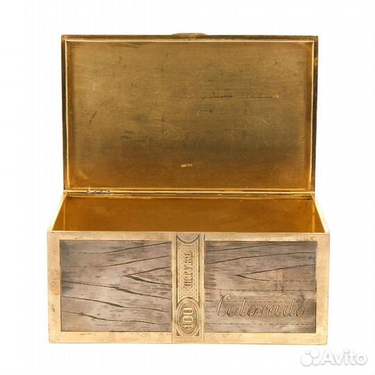 Антикварная коробка для сигар. Серебро 84 1878 год