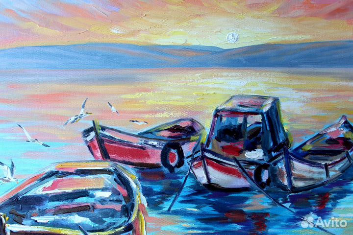 Большая картина маслом морской пейзаж