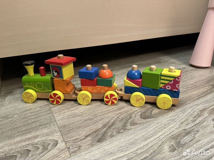 Паровоз поезд деревянный конструктор
