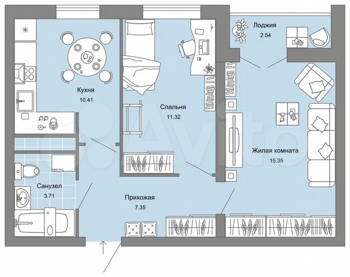 2-к. квартира, 49 м², 7/12 эт.