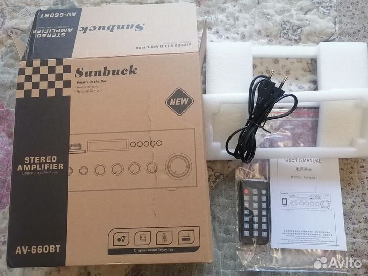 Новый блютус усилитель (2х100вт.) Sunbuck av-660bt