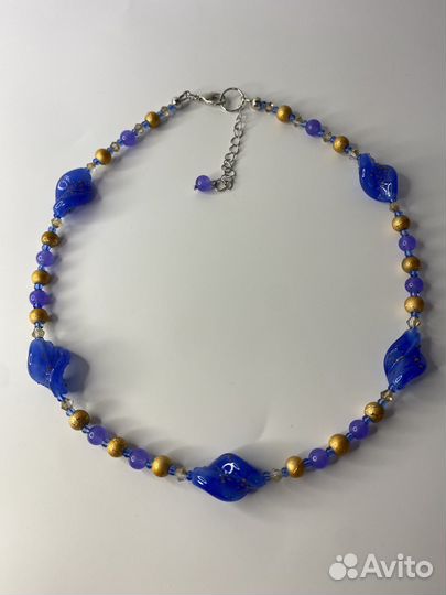 Разноцветные бусы муранское стекло 44 см