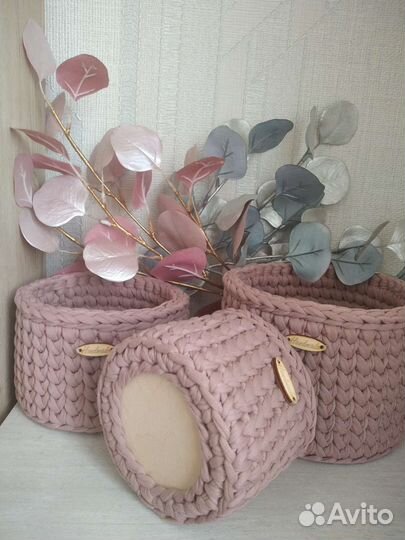 Корзина из трикотажной пряжи (набор)