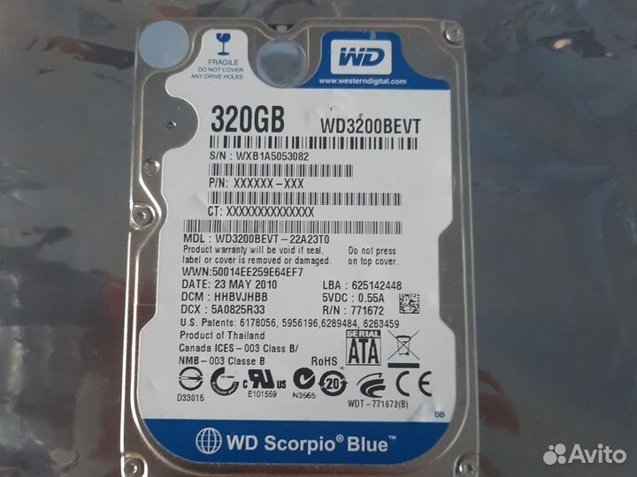 Жесткий диск 2.5 wb 320gb