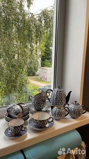 Сервиз чайный Тюльпан Кобальтовая сетка