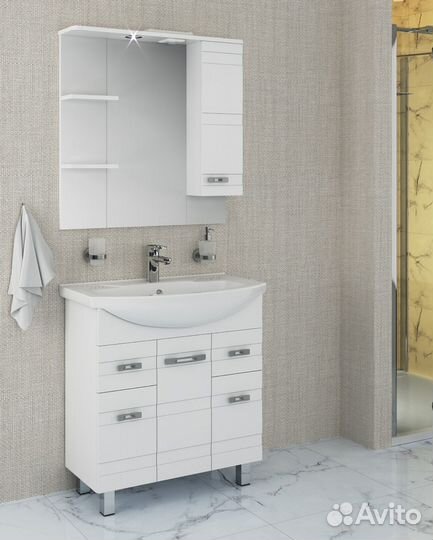 Зеркало шкаф с подсветкой Турин 85 правый