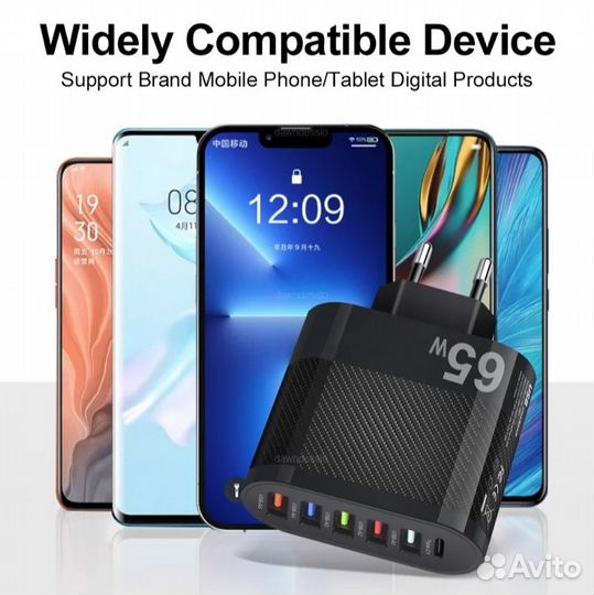 Зарядка 65W USB Type-C андроид