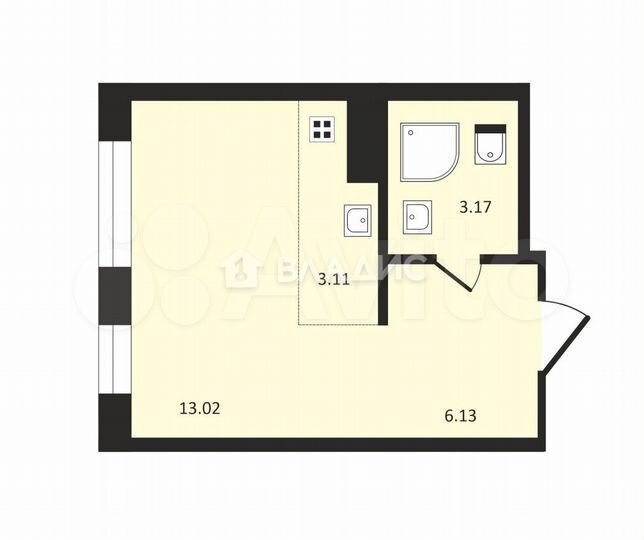 Квартира-студия, 25,3 м², 15/17 эт.