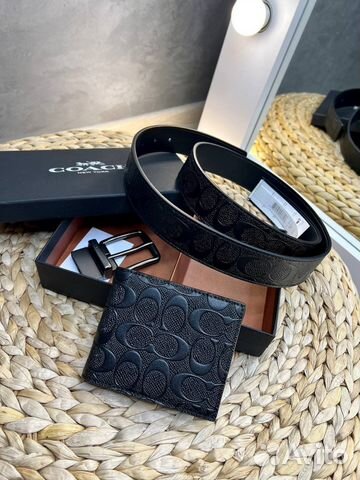 Мужской набор Coach ремень+портмоне