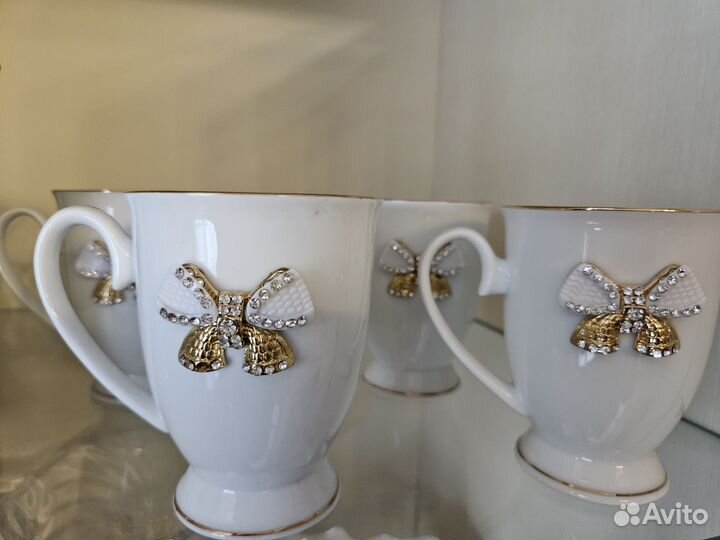 Чайный сервиз с бантиками новый, сервировка стола