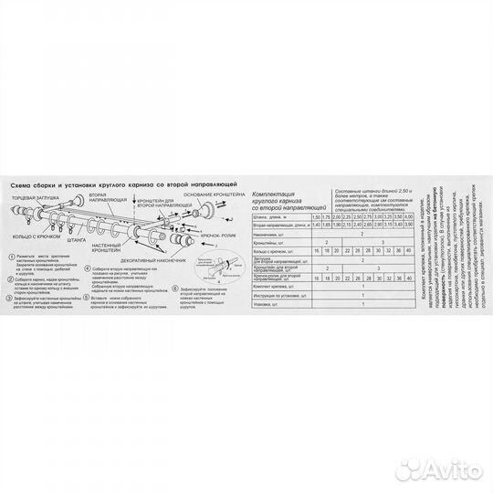 Карниз двухрядный 200 см дерево цвет беленый дуб