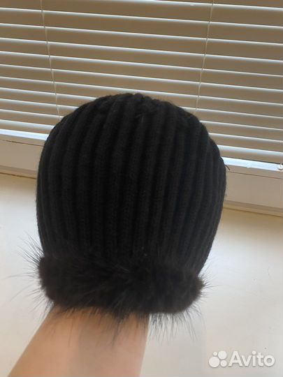 Шапка норковая вязаная