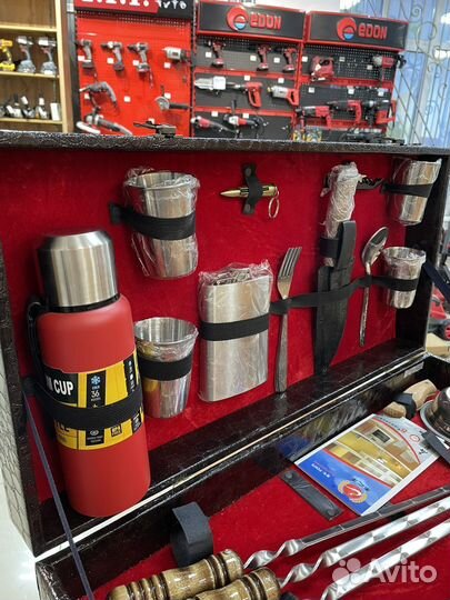 Шашлычный набор в кожанном кейсе