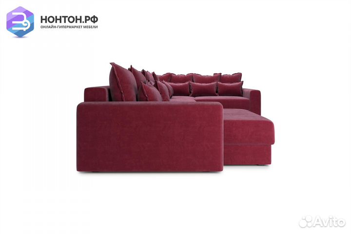 Диван п-образный тик-так Омега бордовый