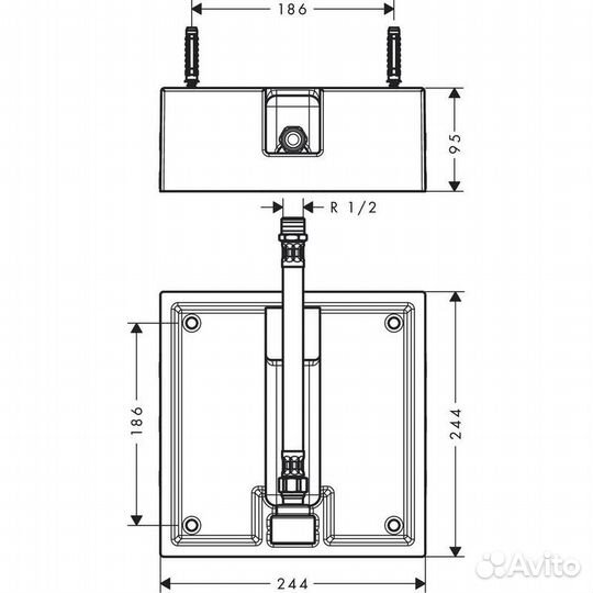 Скрытая часть верхнего душа Hansgrohe, 260260 мм