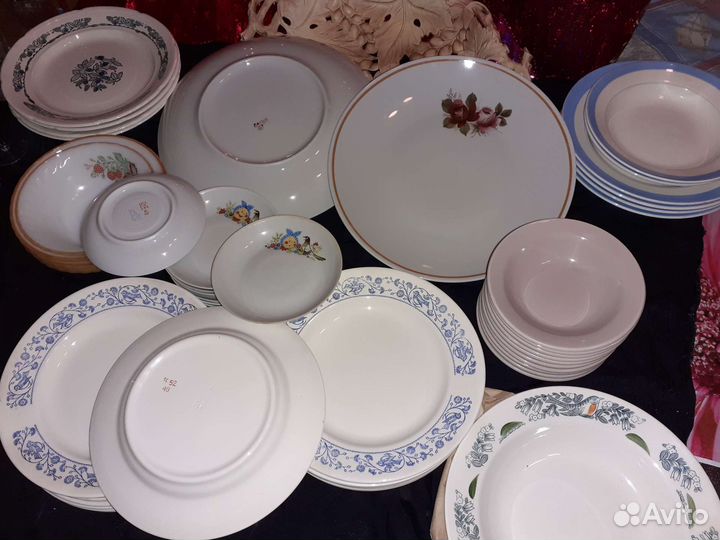 Тарелки бокалы фарфор хрусталь винтаж СССР