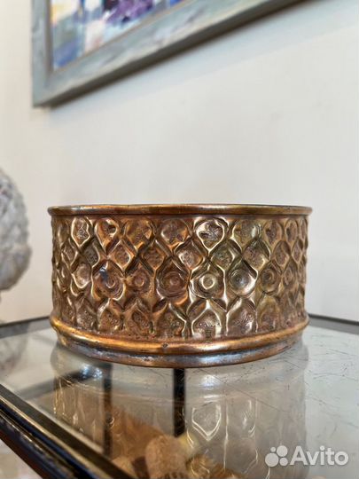 Старинное кашпо латунь, плошка медь. Италия