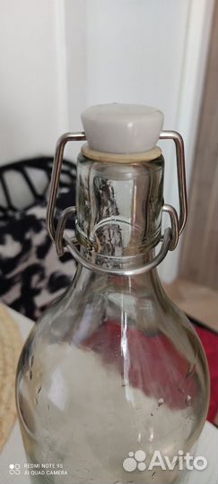 Бутылка IKEA korken с пробкой, стекло, 1 л
