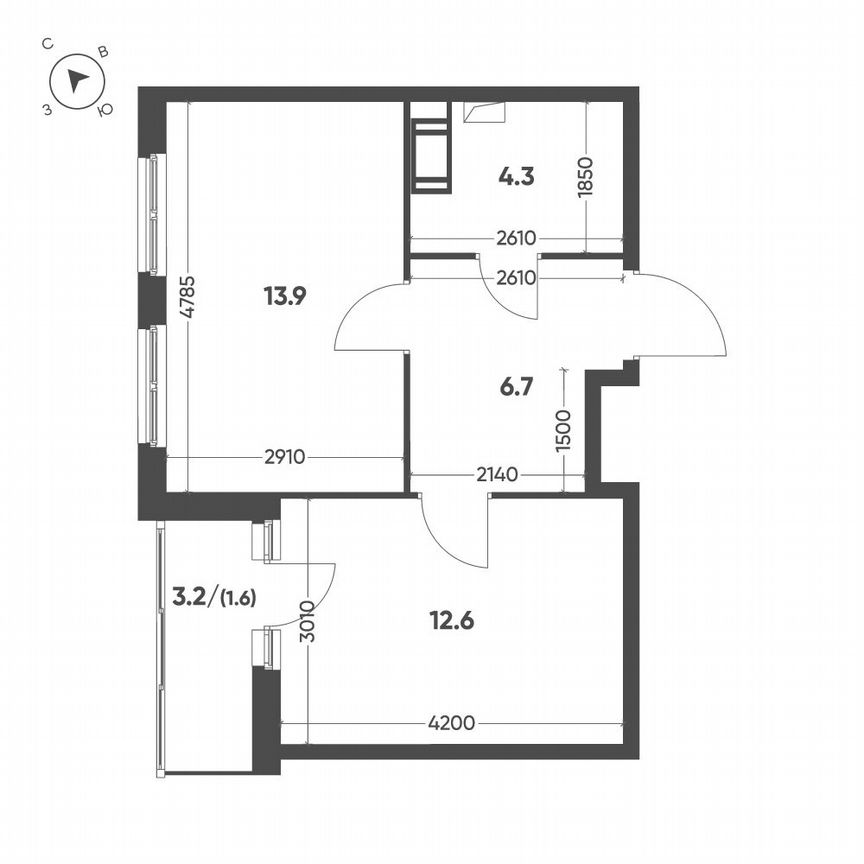 1-к. квартира, 39,1 м², 9/12 эт.