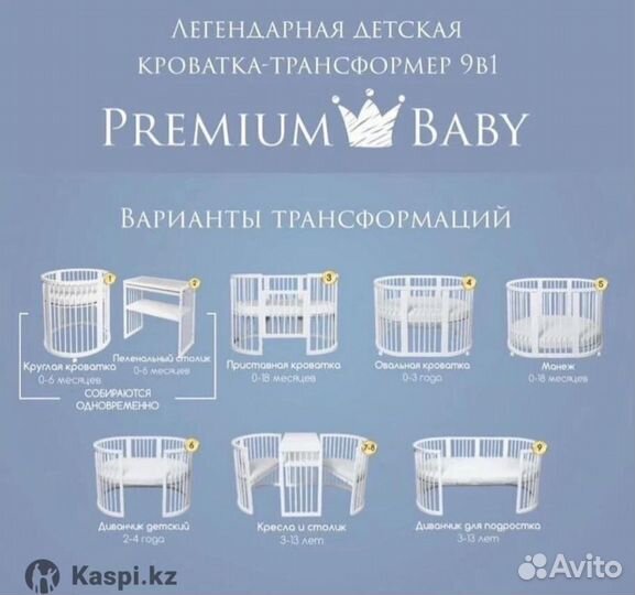 Кроватка трансформер premium baby