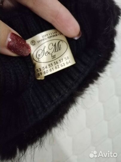 Шапка норковая вязаная женская