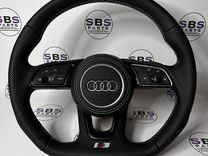 Руль Audi RS с перфорацией / Белая строчка