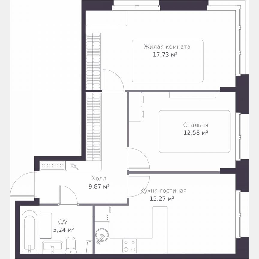 2-к. квартира, 60,7 м², 1/11 эт.