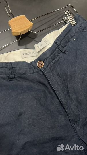 Брюки из льна синие мужские