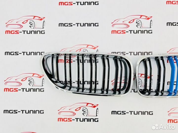 Решетка BMW 6 series стиль М6 хром+триколор дорест