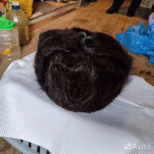 Шапка ушанка из нутрии черная 56 размер