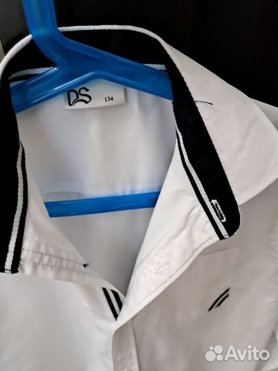 Рубашка белая на мальчика с длинным рукавом 134