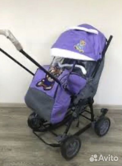 Новые санки коляска Galaxy с большими колесами