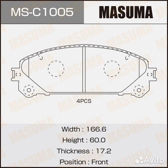 Колодки тормозные дисковые Masuma MS-C1005