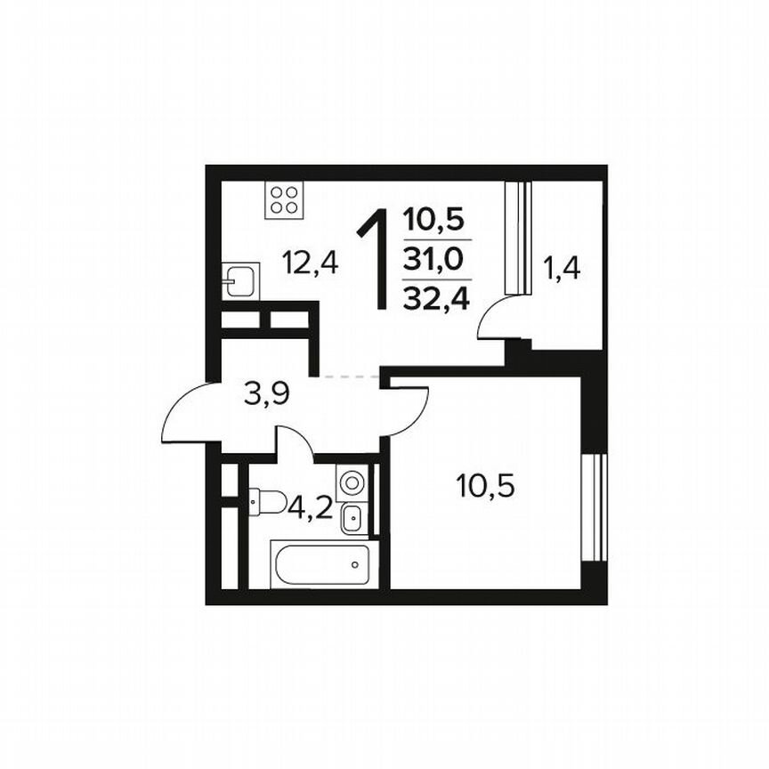 1-к. квартира, 32,4 м², 3/11 эт.