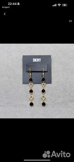 Серьги Dkny Оригинпл золото эмаль