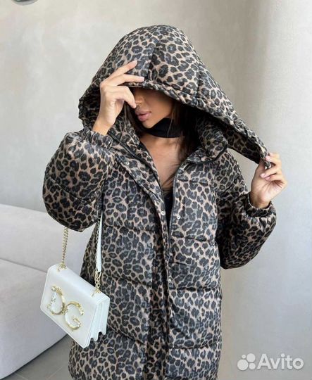 Пуховик женский леопардовый