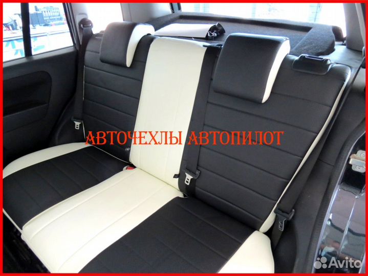 Чехлы Автопилот Ford Fusion из экокожи бело-чёрные