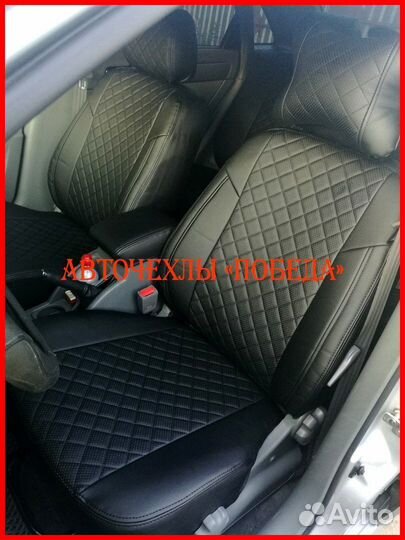 Чехлы Chevrolet Lacetti из экокожи чёрные Ромб