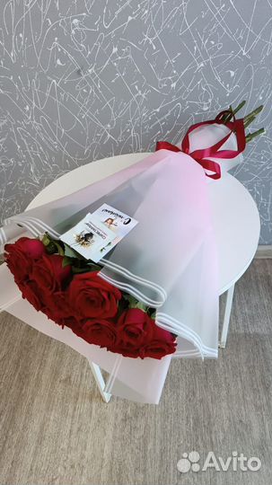 Букет из 15 крупных роз 70 см