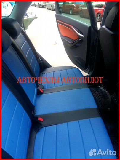Чехлы Автопилот LADA Vesta из экокожи чёрно-синие