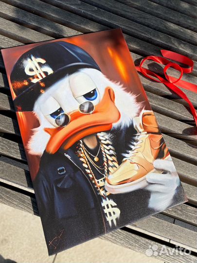 Картина на холсте скрудж макдак в интерьер, бар